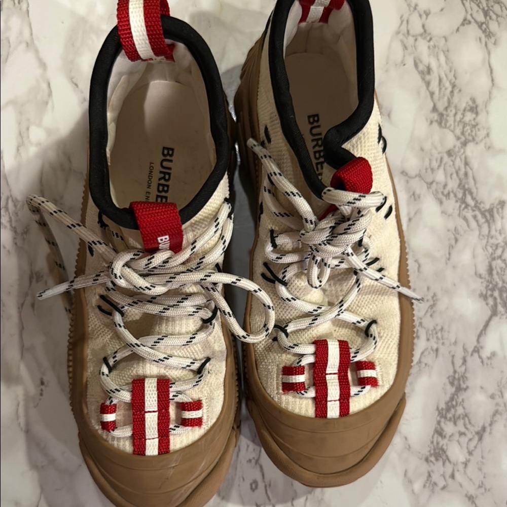 Burberry Beige and Red Sneakers